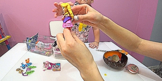 PLAY DOH CAKE Happy Sofiya Chocolate Surprise Eggs Princess Bele and Rapunzel Торт Плей-до 