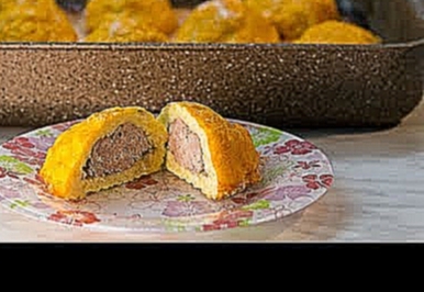 Картофельные шарики с мясом в духовке со сливочно-томатной подливой 
