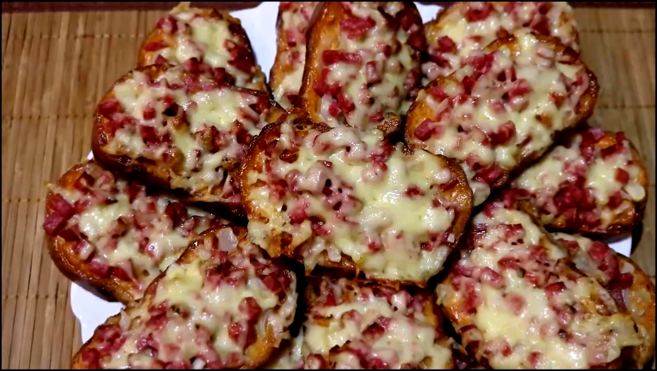 Рецепт мини пиццы/Быстрая пицца - бутерброды/Горячие закуски в духовке/Pizza/Recipe 